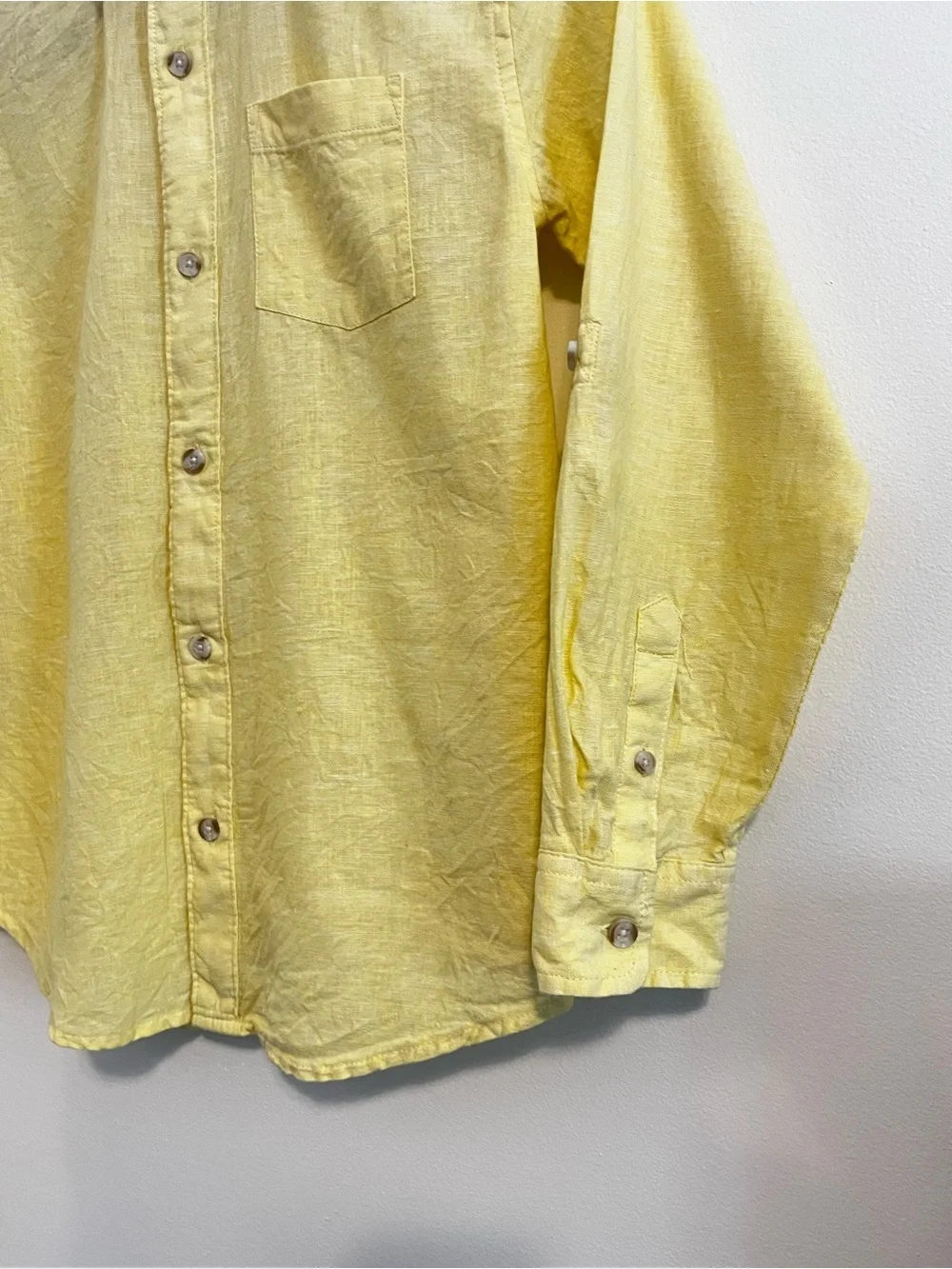 Gymboree Linen Cotton Button Down Shirt Long Sleeve Yellow Boys 12 Classic Prep